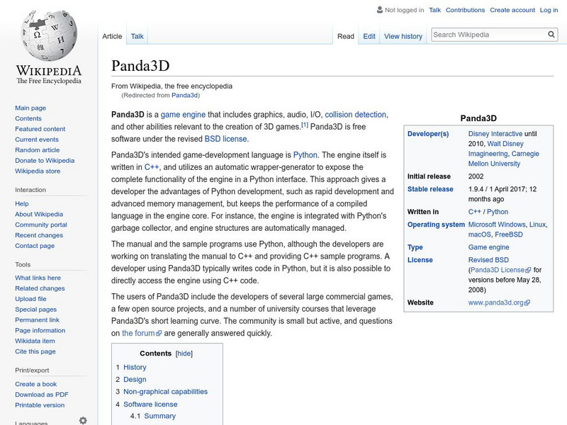 Wikipedia: Panda 3 D Handout Wikipedia: Panda 3 D Handout