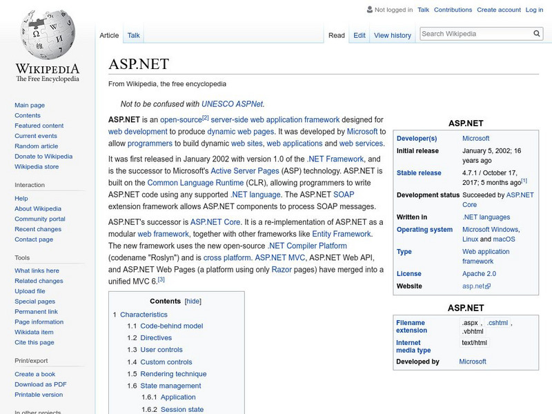 Wikipedia: asp.net Handout Wikipedia: asp.net Handout