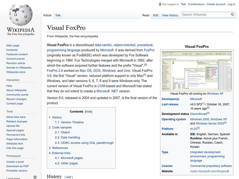 Wikipedia: Visual Fox Pro Handout Wikipedia: Visual Fox Pro Handout