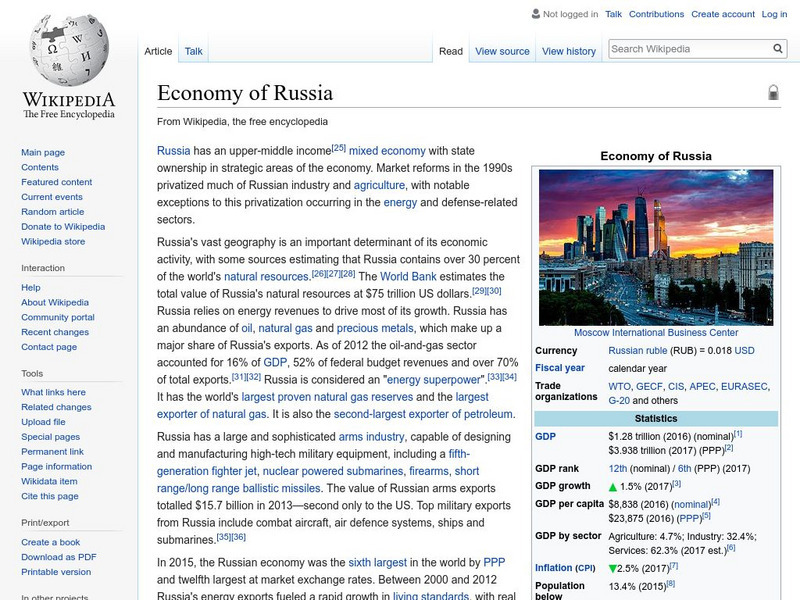 Wikipedia: Economy of Russia Handout Wikipedia: Economy of Russia Handout