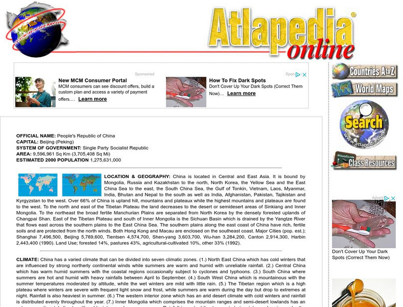 Atlapedia Online: China Handout Atlapedia Online: China Handout