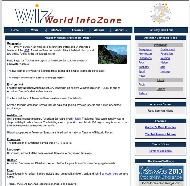 World Info Zone: American Samoa Handout World Info Zone: American Samoa Handout