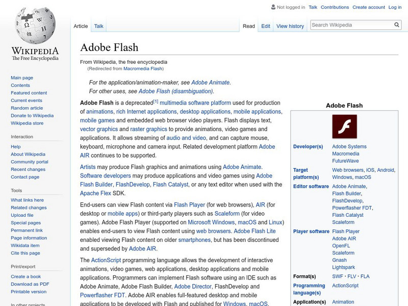 Wikipedia: Macromedia Flash Handout Wikipedia: Macromedia Flash Handout