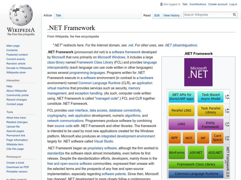 Wikipedia: .Net Framework Handout Wikipedia: .Net Framework Handout