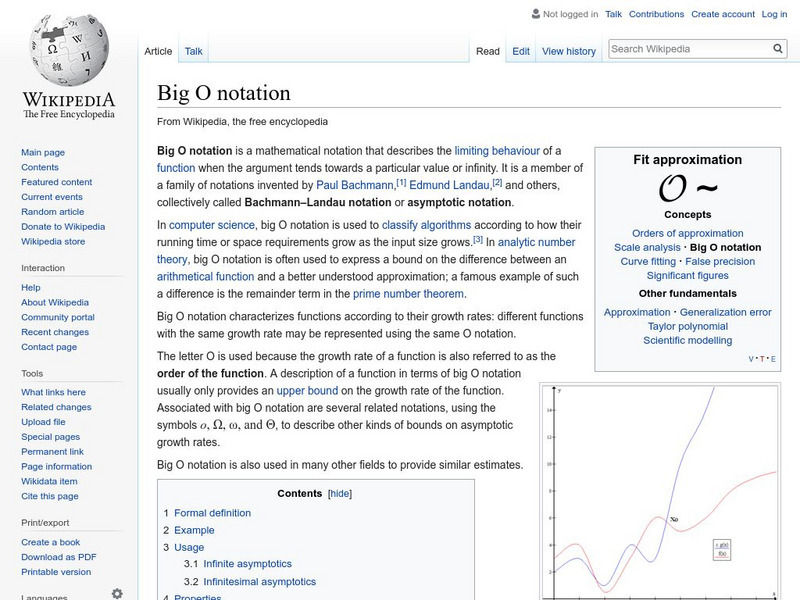 Wikipedia: Big O Notation Handout Wikipedia: Big O Notation Handout