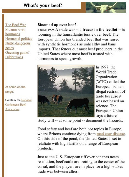 The Why Files: What's Your Beef? Website The Why Files: What's Your Beef? Website