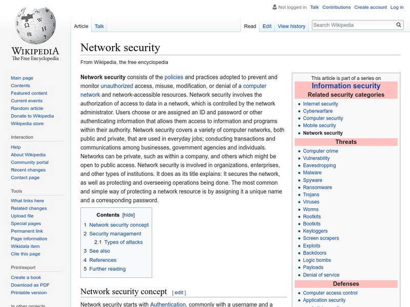 Wikipedia: Network Security Handout for 9th - 10th Grade | Lesson Planet