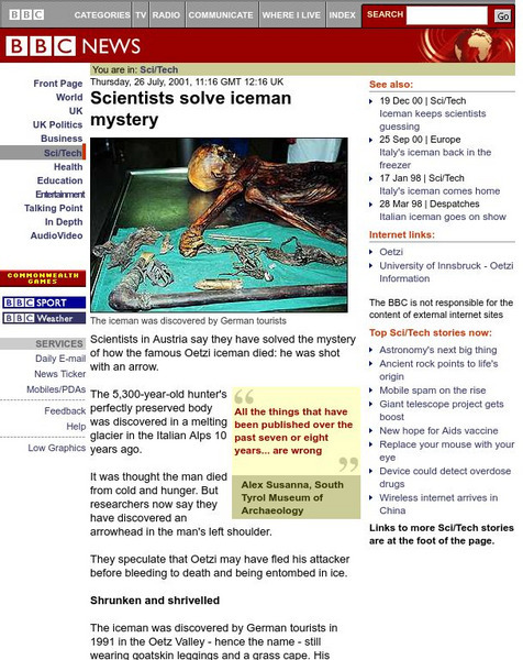 Bbc News: Scientists Solve Iceman Mystery Article Bbc News: Scientists Solve Iceman Mystery Article