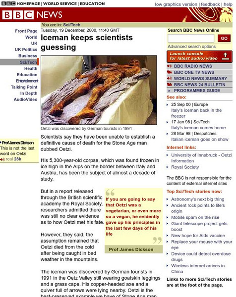 Bbc News: Iceman Keeps Scientists Guessing Article Bbc News: Iceman Keeps Scientists Guessing Article