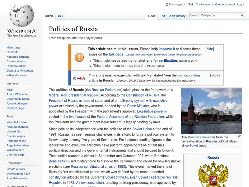 Wikipedia: Politics of Russia Handout Wikipedia: Politics of Russia Handout