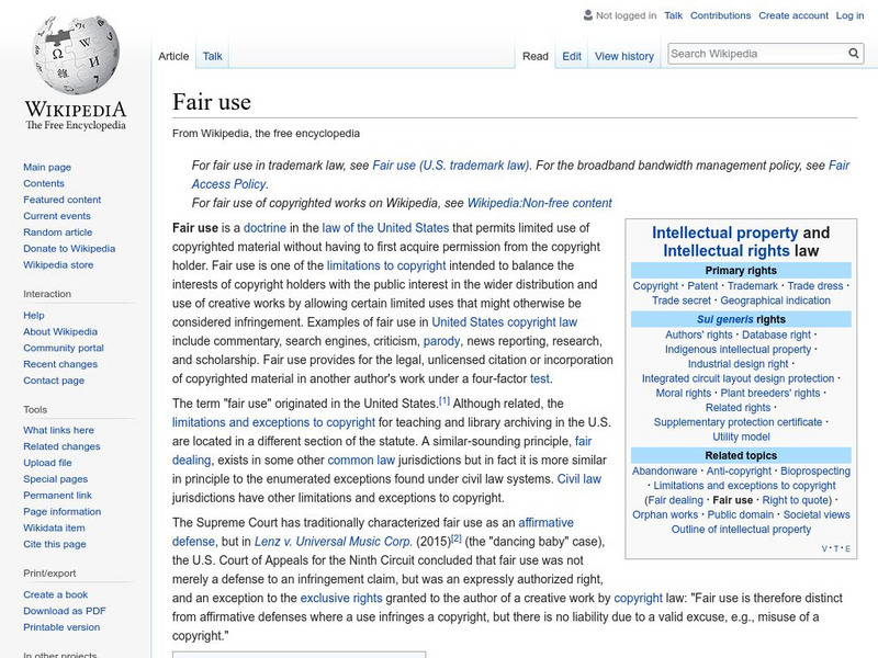 Wikipedia: Fair Use Handout Wikipedia: Fair Use Handout