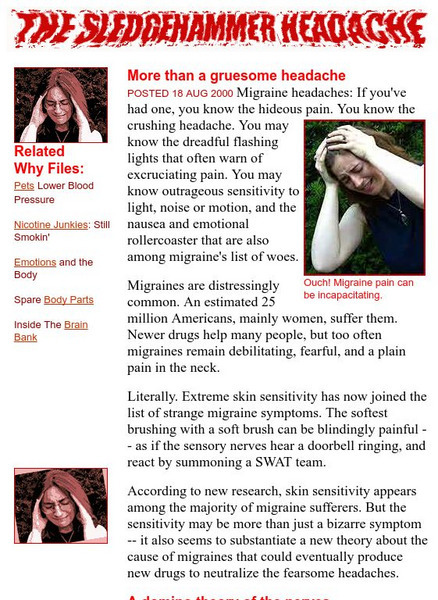 The Why Files: Migraines Website The Why Files: Migraines Website