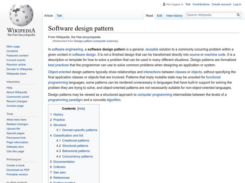 Wikipedia: Design Pattern Handout Wikipedia: Design Pattern Handout