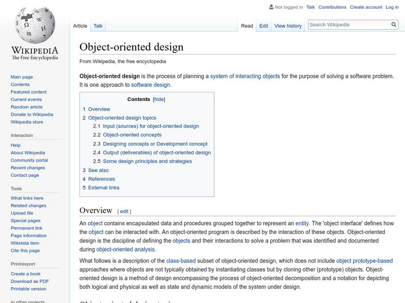 Wikipedia: Object Oriented Design Handout Wikipedia: Object Oriented Design Handout