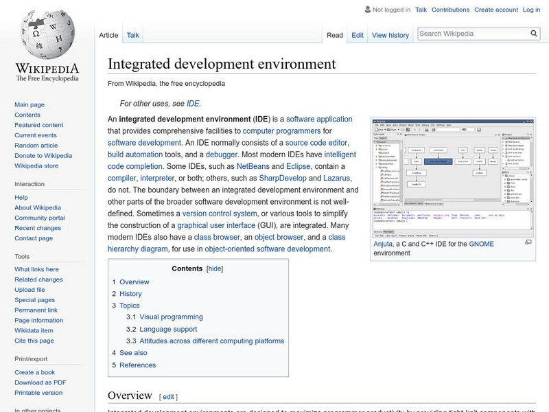 Wikipedia: Integrated Development Environment (Ide) Handout Wikipedia: Integrated Development Environment (Ide) Handout