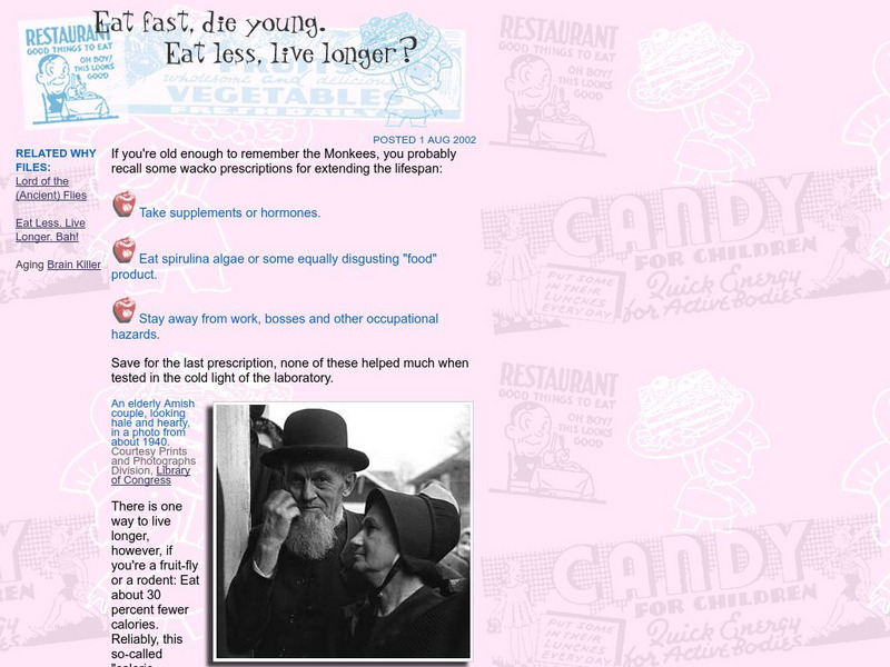 The Why Files: Caloric Restriction and Aging Website The Why Files: Caloric Restriction and Aging Website