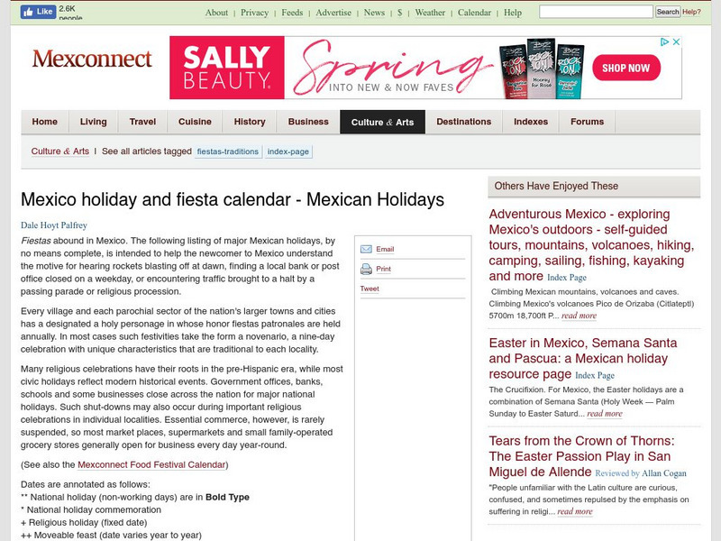 Mexconnect: Mexico's Fiesta & Holiday Calendar: Year 2000 Website Mexconnect: Mexico's Fiesta & Holiday Calendar: Year 2000 Website