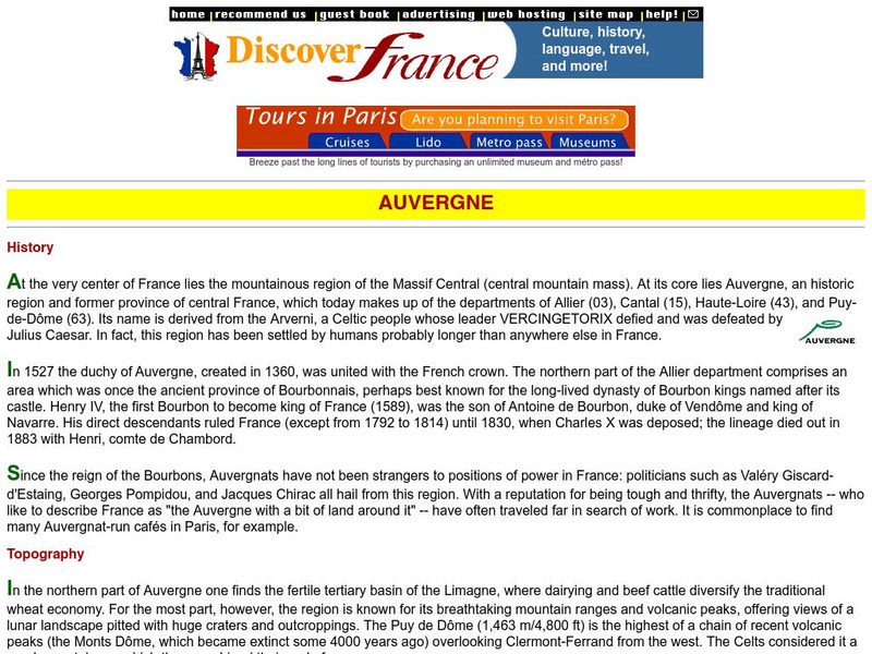 Discover France: Auvergne Website Discover France: Auvergne Website