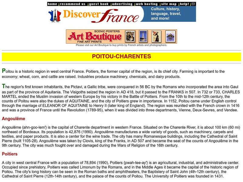 Discover France: Poitou Charentes Website