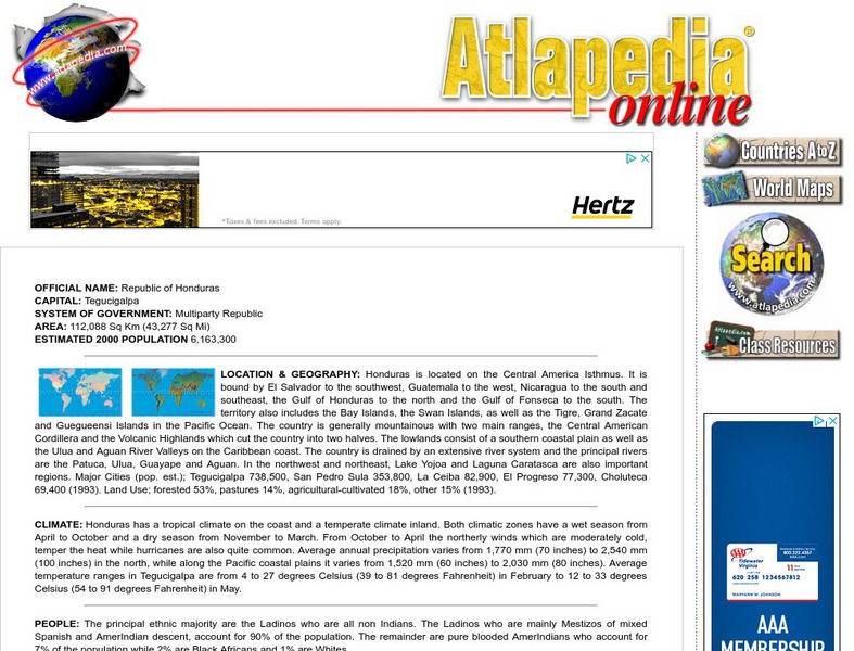 Atlapedia Online: Honduras Handout Atlapedia Online: Honduras Handout