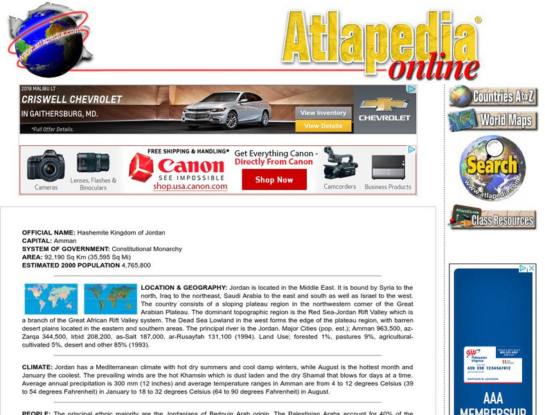 Atlapedia Online: Jordan Handout Atlapedia Online: Jordan Handout
