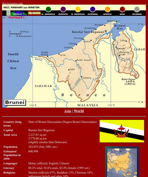 Holt, Rinehart and Winston: World Atlas: Brunei Graphic