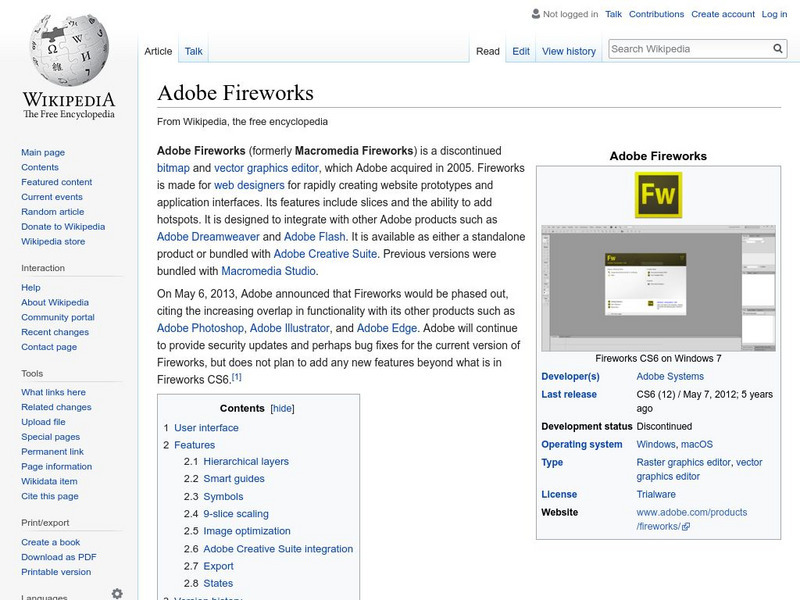 Wikipedia: Adobe Fireworks Handout Wikipedia: Adobe Fireworks Handout