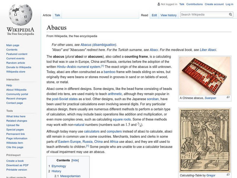 Wikipedia: Abacus Handout Wikipedia: Abacus Handout