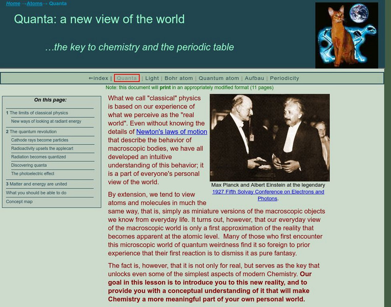 Chem1 Virtual Textbook: The Limits of Classical Physics Handout Chem1 Virtual Textbook: The Limits of Classical Physics Handout