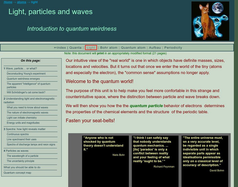 Chem1 Virtual Textbook: Wave, Particle, or What? Handout Chem1 Virtual Textbook: Wave, Particle, or What? Handout