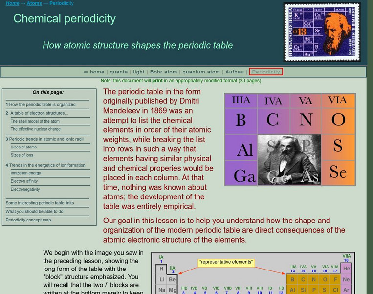 Chem1 Virtual Textbook: Periodic Trends in Ion Formation Handout Chem1 Virtual Textbook: Periodic Trends in Ion Formation Handout