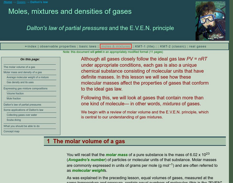 Chem1 Virtual Textbook: Mixtures of Gases eBook