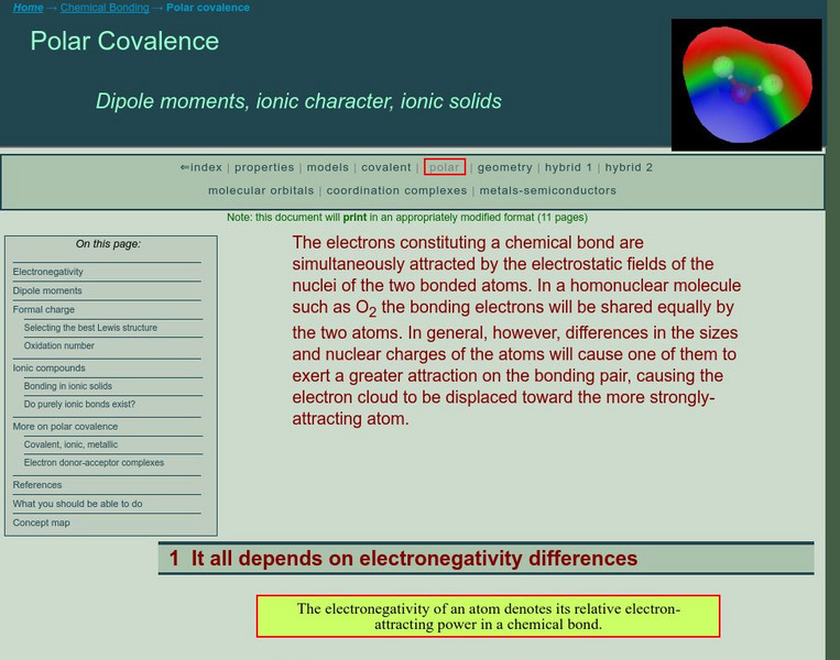 Chem1 Virtual Textbook: Polar and Nonpolar Bonds eBook Chem1 Virtual Textbook: Polar and Nonpolar Bonds eBook