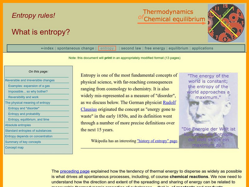 Chem1 Virtual Textbook: Effect of Temperature and Concentration on the Entropy Handout Chem1 Virtual Textbook: Effect of Temperature and Concentration on the Entropy Handout