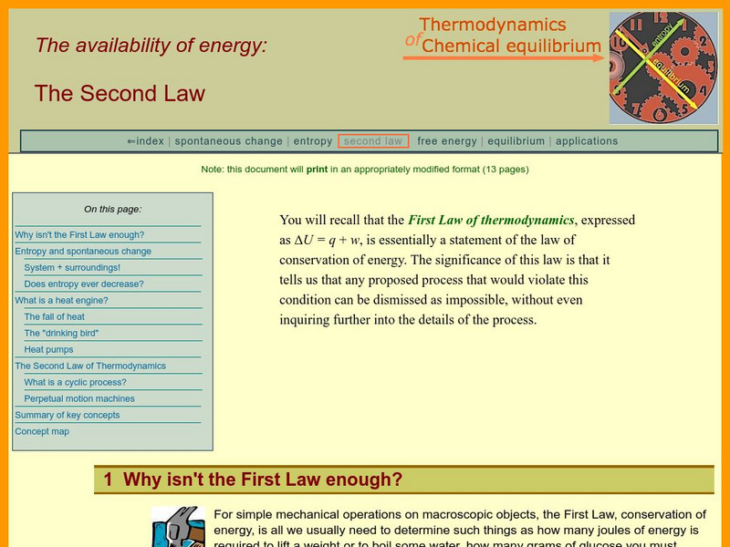 Chem1 Virtual Textbook: The Direction of Spontaneous Change Website