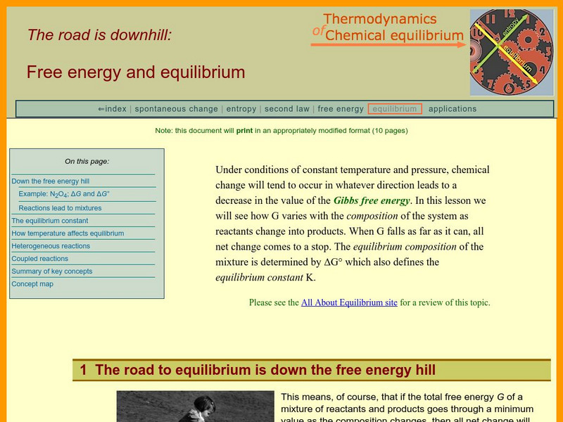 Chem1 Virtual Textbook: Free Energy and Equilibrium eBook Chem1 Virtual Textbook: Free Energy and Equilibrium eBook