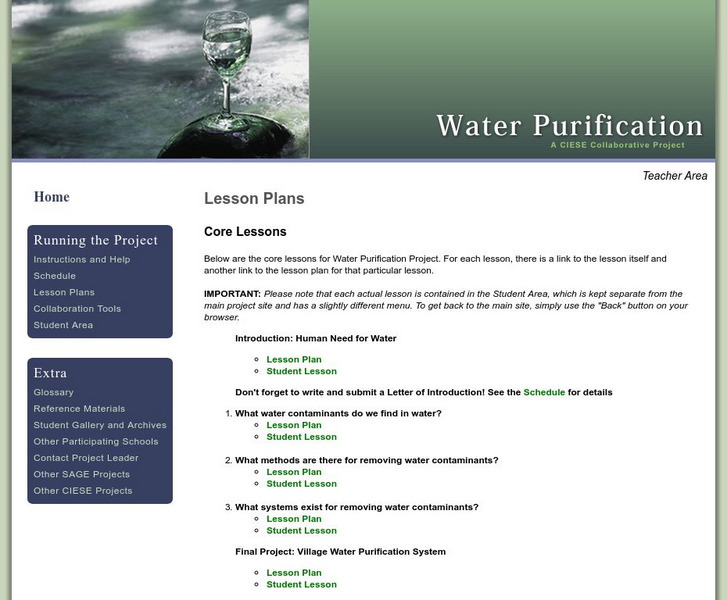 Ciese: Water Purification Lesson Plan