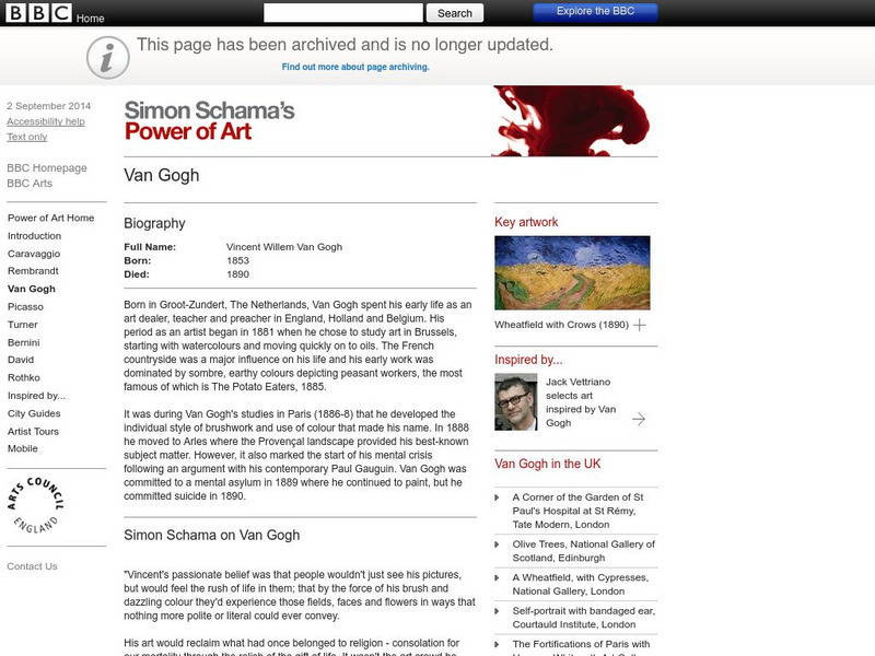 Bbc: Simon Schama's Power of Art: Van Gogh Handout