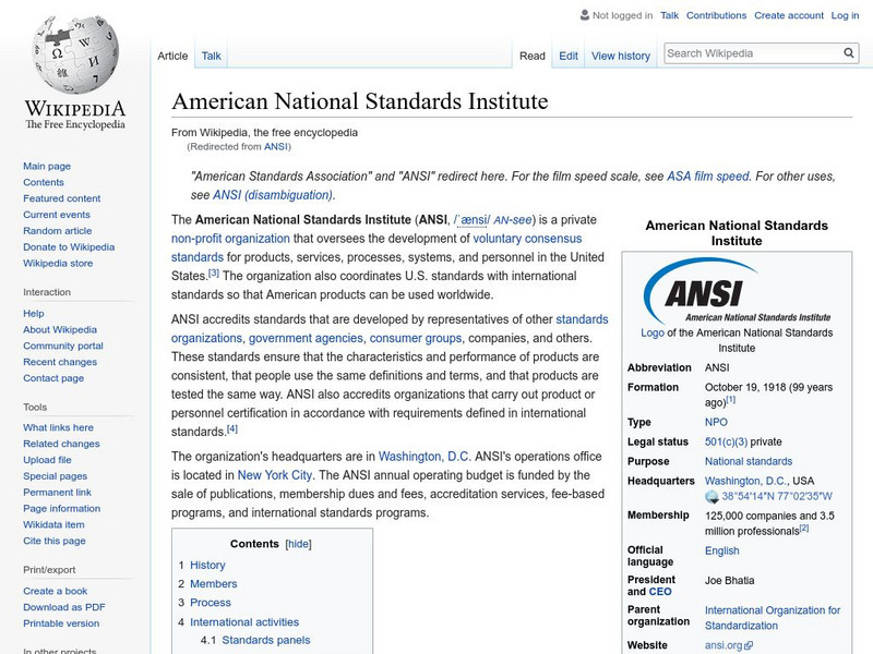 Wikipedia: Ansi Handout Wikipedia: Ansi Handout