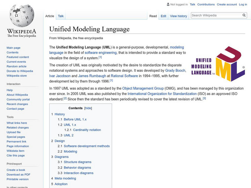 Wikipedia: Unified Modeling Language (Uml) Handout