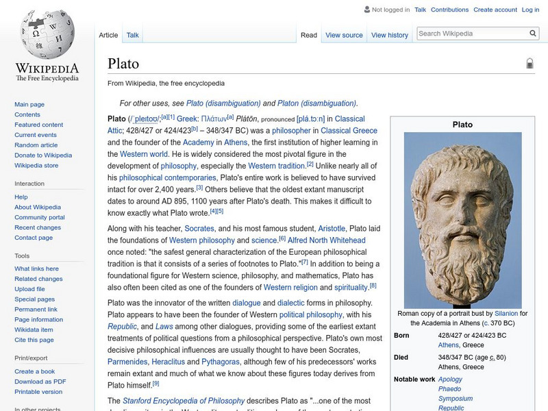 Wikipedia: Plato Handout Wikipedia: Plato Handout