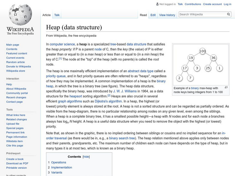 Wikipedia: Heap Data Structure Handout Wikipedia: Heap Data Structure Handout