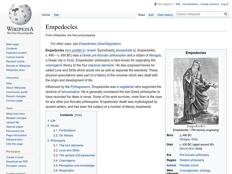 Wikipedia: Empedocles Handout Wikipedia: Empedocles Handout