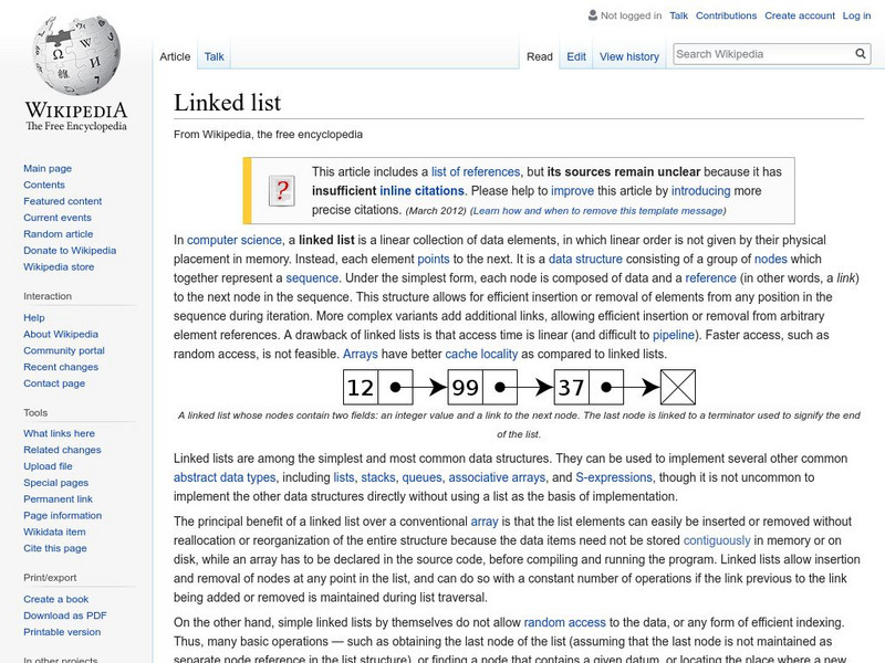 Wikipedia: Linked List Handout Wikipedia: Linked List Handout