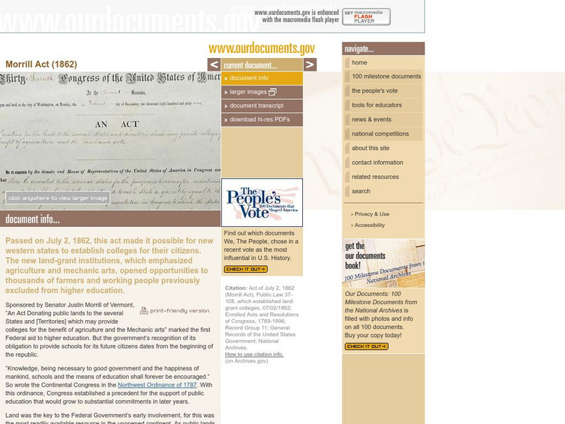 Our Documents: Morrill Act (1862) Primary Our Documents: Morrill Act (1862) Primary
