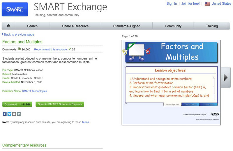 Smart: Factors and Multiples Whiteboard Smart: Factors and Multiples Whiteboard