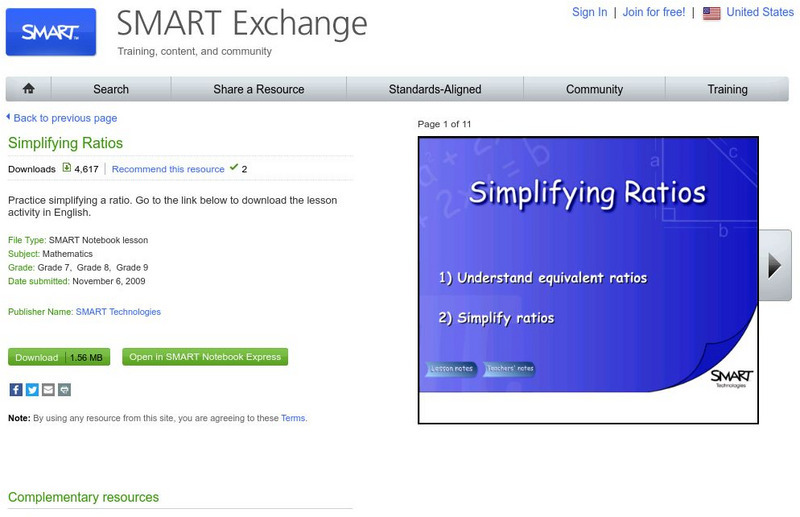 Smart: Simplifying Ratios (Smart Created) Whiteboard