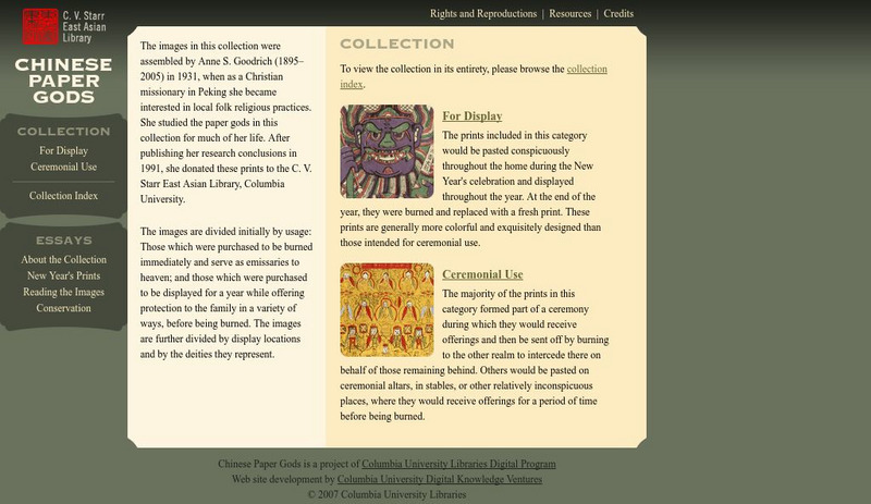Columbia University Libraries Digital Program: Chinese Paper Gods Website Columbia University Libraries Digital Program: Chinese Paper Gods Website