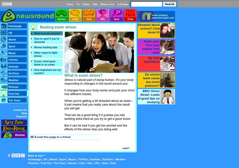 Bbc: Cbbc Newsround: Beating Exam Stress: What Is Exam Stress? Website Bbc: Cbbc Newsround: Beating Exam Stress: What Is Exam Stress? Website