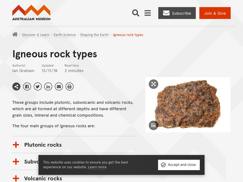 Australian Museum: Igneous Rock Types Handout Australian Museum: Igneous Rock Types Handout